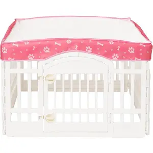 36" Pink Mesh Top Cover for Pet Playpen - Ideal for Indoor/Outdoor Use
