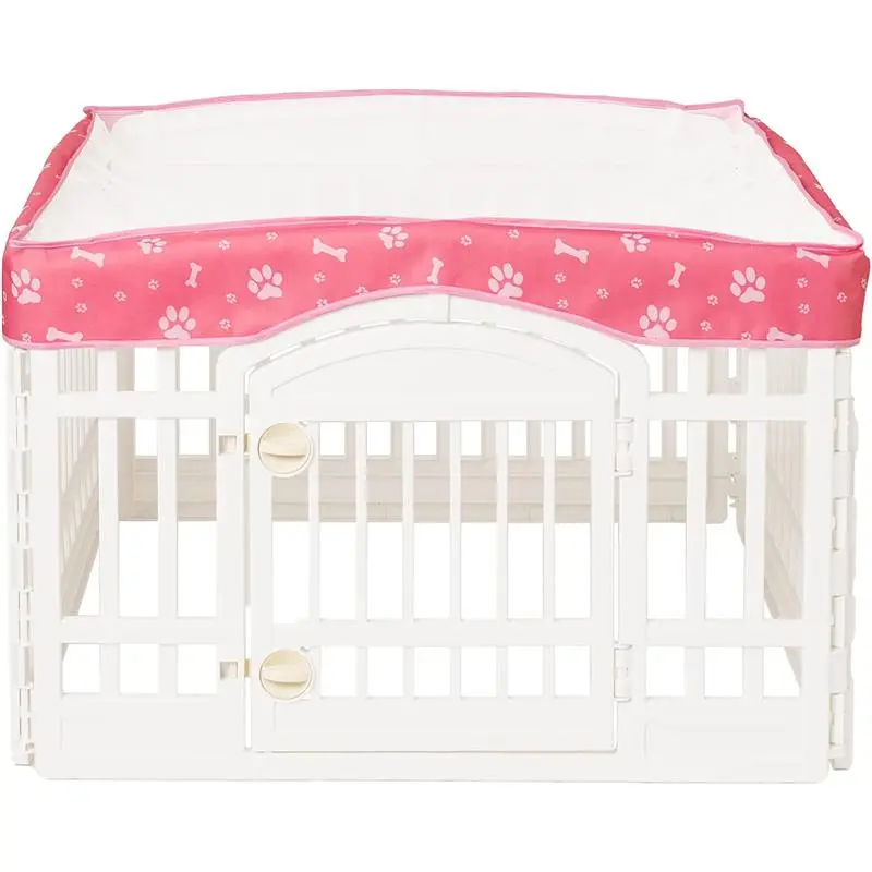 36" Pink Mesh Top Cover for Pet Playpen - Ideal for Indoor/Outdoor Use