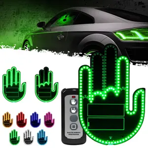 DIBMS Car Gesture Decorative Lights, Ambient Lighting, Rechargeable Led Gesture Lights for Car Road Rage Led Signs calm road rage,Remote Control Triple Mode Fun Finger Lights.  (1 Pacs) Automotive truck stuff