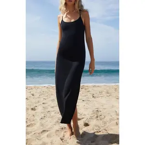 John Galt Women's Black Slit Maxi Dress