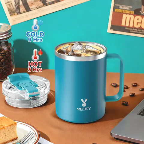 Meoky 14oz Insulated Coffee Mug:Stainless steel body with Tritan lid, double-walled vacuum cup,hot water mug suitable for indoor and office use #black friday #friendsgiving#gift ideas