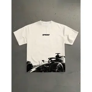 Racing Car Casual Print Loose Fit Short Sleeve T-Shirt For Men, Essential For Dates And Gatherings, Fashionable