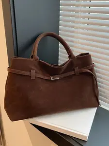 Niche retro simple, lazy style handbag tote bag, practical daily commuting handbag, personalize versatile shape, fashionable   classic handbag suitable for office workers, business trips, shopping, etc. Elegant Minimalist Handbag