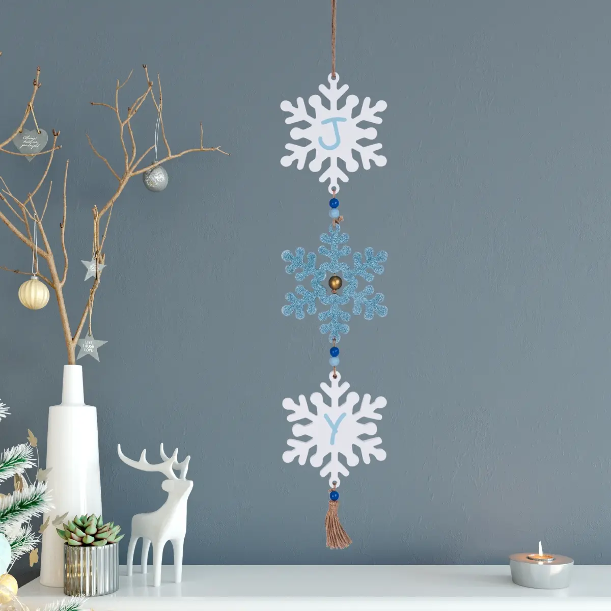 Northlight Seasonal 35771140 26 in. Glittered Joy Snowflakes Christmas Wall Sign