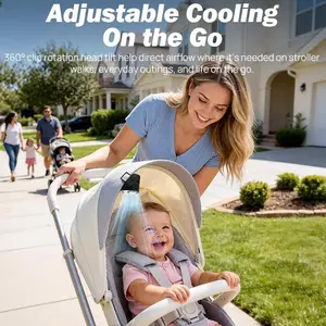 【Summer Survivals】JOYTUTUS Semiconductor Cooling Detachable Clip-On Fan, Low Noise Mini Potable Fan, USB Rechargeable, 3000mAh 20Hr Battery, LED Display, Cool Tech Gadget, Car Accessories Outdoor Stuff for Stroller, bicycle, Car Back Seat-summerwins