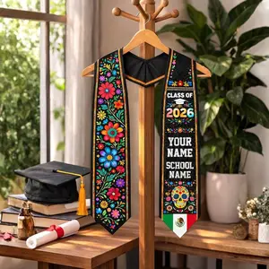Custom Mexico Graduation Sash, Personalized Mexican Flag Grad Stole, Serape Style Graduation Sash for Senior Graduation Ceremony Graduation Stole