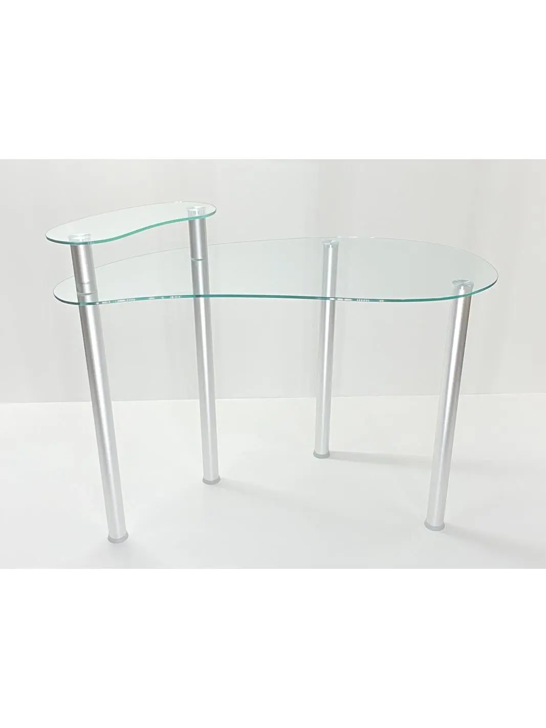 29.5 x 45.3 x 23.7 in. Tier One Designs Clear Glass Corner Computer Desk with Monitor Stand