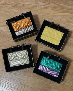 Women's Embroidery Shoulder Bag -Glossy Leather Crossbody with Chain,Trendy Satchel for Bag Lovers