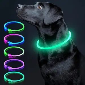Colaseeme LED Dog Collar Light up Dog Collars 1 Count USB Rechargeable TPU Glow Safety Basic Dog Collars for Large Medium Small Dogs (Cyan) Bisen