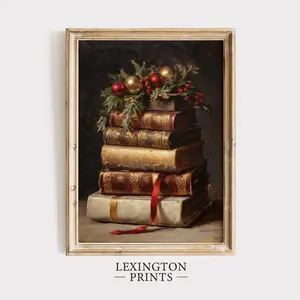 Rustic Christmas Print Christmas Wall Art Book Art Christmas Vintage Christmas Printing Dark Academia Decor Winter Holiday, Room Decor, Unframed