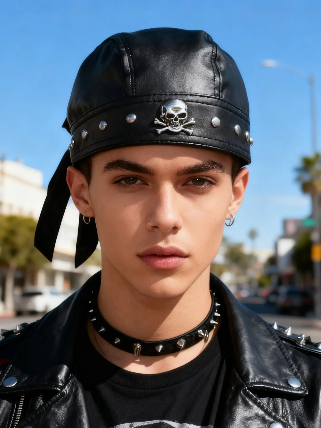 Cycling Bandana Doo Rags Adjustable Skull Cap Motorcycle Biker Leather Cap Black