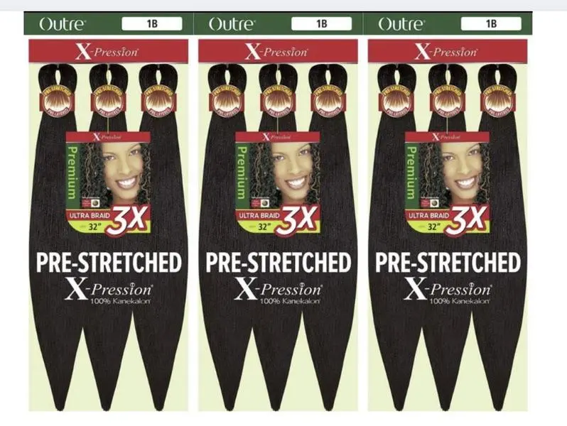 Outre X-Pression Pre-Stretched Braid - ULTRA BRAID 3X 32" (3 Pack Bundle)