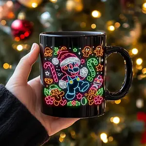 Ne.on Ma.rio Christmas Coffee Mugs 11oz & 15oz - Cozy Up This Holiday Season