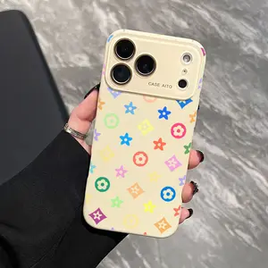 Trendy unique colorful Monogram Pattern Solid Color Phone Case with Ultra Skin friendly Touch, All Inclusive Lens Phone Case Suitable for Apple 17 16 15 14 13 12
