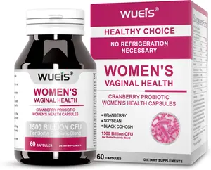 WUEIS 50 Billion CFU Probiotic Blend with 15 Strains, Vitamin C, E, B1-3 & Cranberry Extract for Gut Health & Digestive Wellness - 60 Capsules Dietary Supplements
