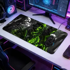 Gothic Green Large Gaming Mouse Pad, Extended Mousepad, Extended Non-Slip Rubber Base Desk Mat, Call of Duty Inspired Military Shooter Design Computer Accessory, Durable Desk Pad for Home Office & Gaming Setup, Ideal Gift for War Game Fans