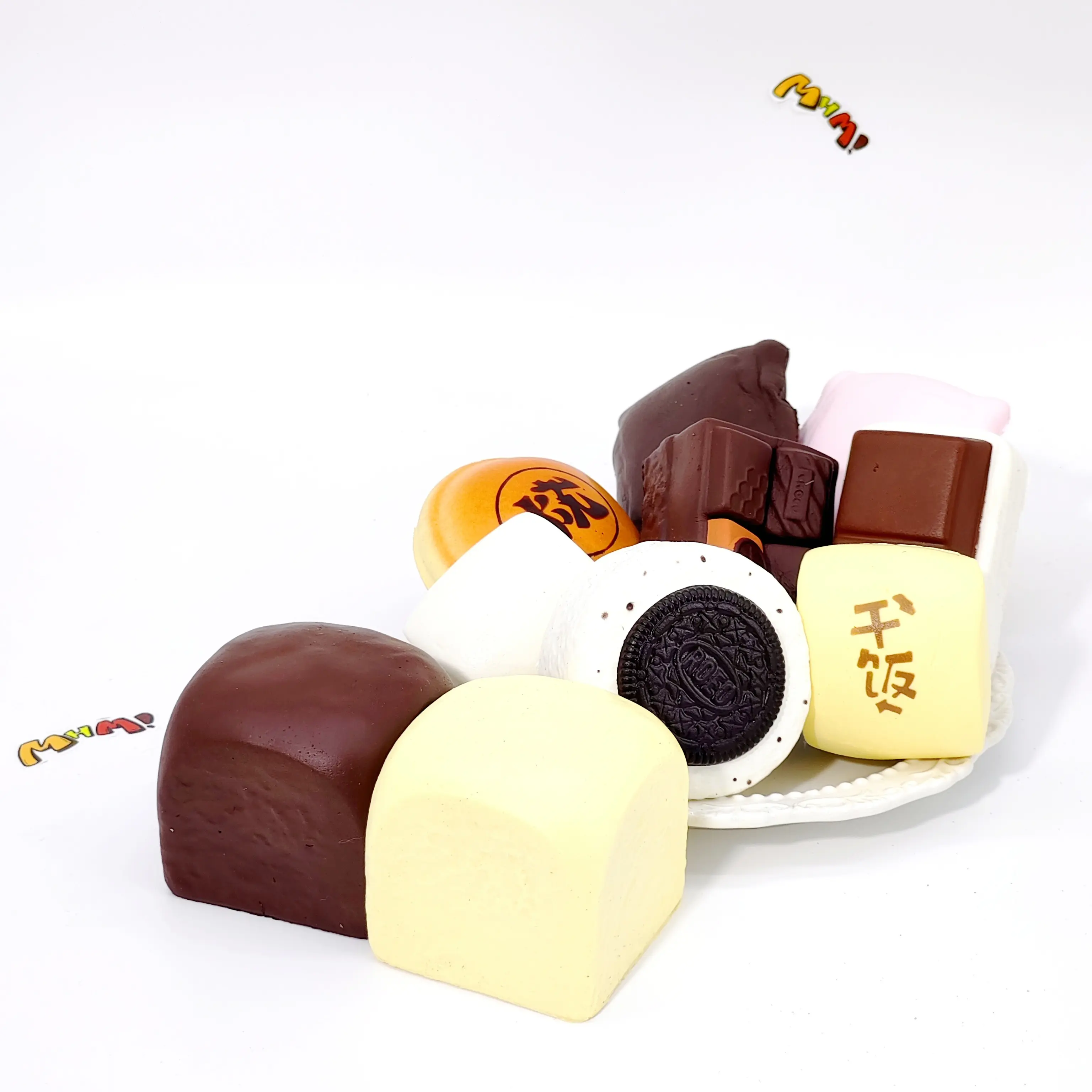 MHM Chocolate Hawaiian Roll 2-Pack Slow Rising Squishy Toy, Soft Food-Themed Foam Sensory Fidget Toy, Cute Gift for Adults