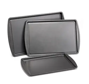 3-Piece Nonstick Cookie Sheet Set – Gray Bakeware in 3 Sizes for Everyday Use