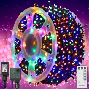 AGS WATERGLIDE 1000 LED Christmas String Lights, 328 FT Green Wire LED Decorative Fairy Lights with Remote & 8 Modes, Waterproof for Outdoor Xmas Holiday Party Garden Wedding Home Decor, Multicolor