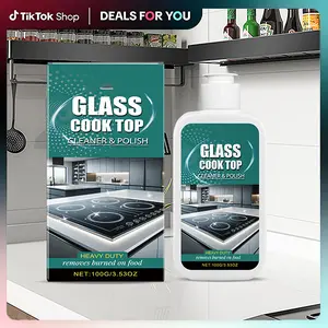 Glass Cooktop Cleaner & Polish – Non-Abrasive Stove Top Restorer, Removes Burnt-On Stains & Grease, Protective Scratch-Free Shine for Induction & Ceramic Cooktops