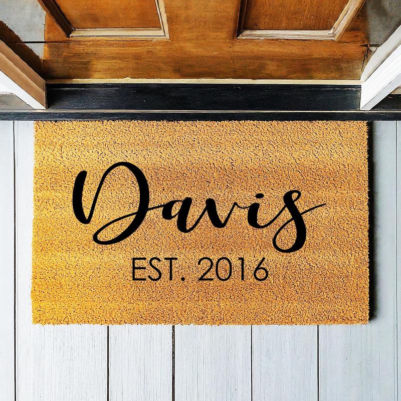 Custom Doormat Last Name Wedding Gift Housewarming Gift Personalized Doormat Closing Gift Welcome Mat Front Door Mat Engagement Gift 1043