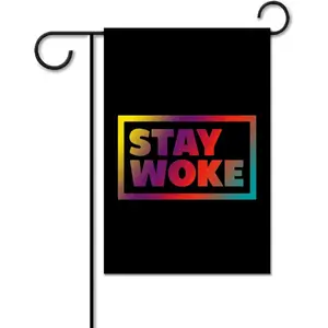 Stay Woke Fun Garden Flag Double-Sided Welcome Yard Flag Farmhouse Outdoor Decoration 12*18 INCH