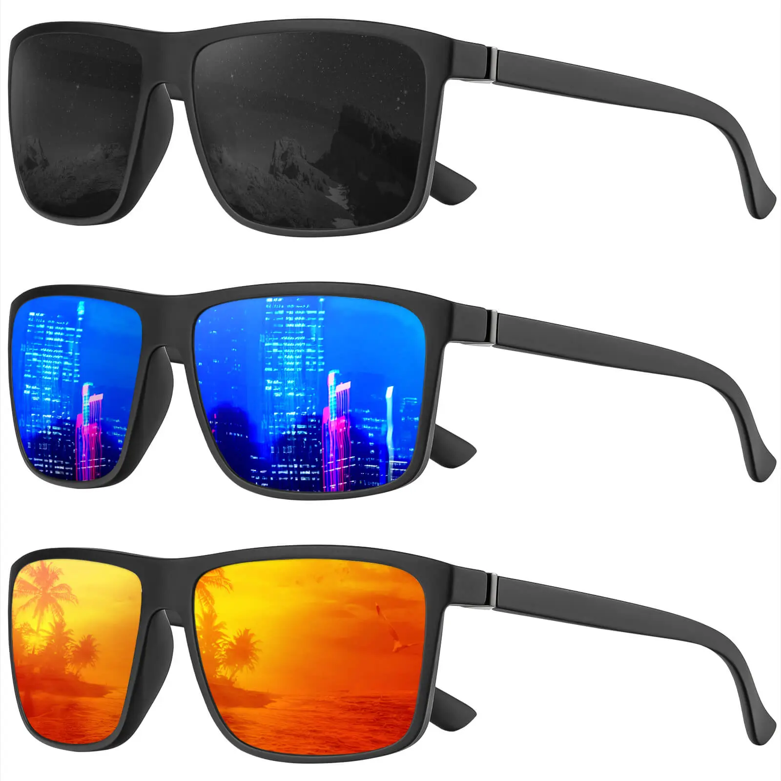 (3 Pack) Black/Dark Blue/Red