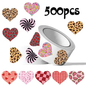 500 Stickers/roll Valentine's Day Heart-shaped Sticker Series Sealing Stickers for Mugs, Laptops, Suitcases, DIY Notebook Decoration Stickers, Birthday Gifts Decorative Stickers