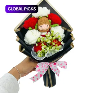 Handmade Crochet Rose Bouquet, Jesus Christmas Mother's Day Gift, Fake Flower Arrangement, Party Decoration, Halloween Thanksgiving, Home Decor Gift #GLOBAL PICKS