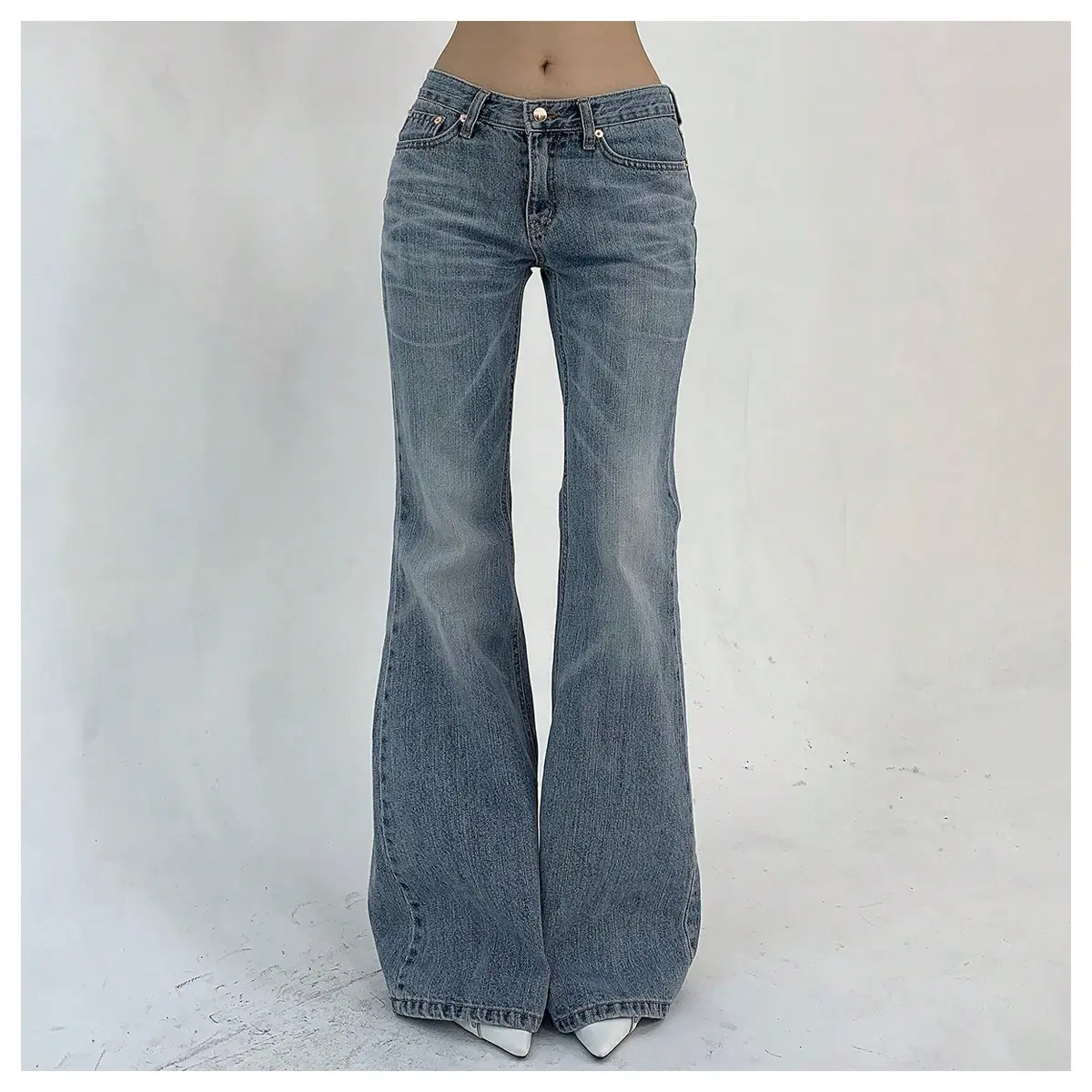 TikTokShopBlackFriday Women's Low Rise Flare Leg Stretchy Denim Pants Y2k Going Out Bell Bottom Jeans