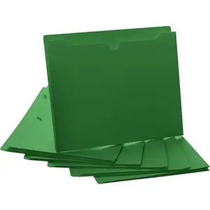 Green File Jackets, 1 Inch Expansion, Letter Size, Reinforced Straight-Cut Tab, 6 Pack