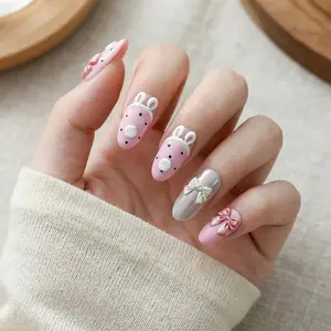 5D Bowknot Nail Decals, Cute Ribbit Ears Embossed Nail Stickers | Easy DIY (29)