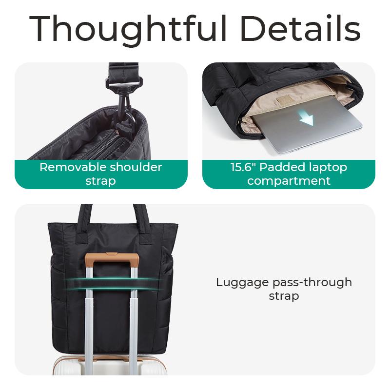 BAGSMART Bubble 21L Puffty Tote Bag for Women with Removable Crossbody Strap Lightweight Shoulder Bag for School Travel Work 15.6" Laptop Friendly Water-Repellent Fabric TikTokShopHolidayHaul