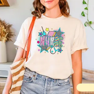 Retro Checkered Design Nurse T-shirt, Comfortable & Durable Gildan Heavy Cotton Tee, Preppy Nurse Life Graphic, Ideal Gift for Nurses