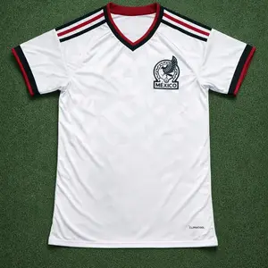 White Mexico Soccer Jersey Retro Style – Unisex’s Football Shirt, Breathable Quick-Dry, Short Sleeve V-Neck (S–5XL)