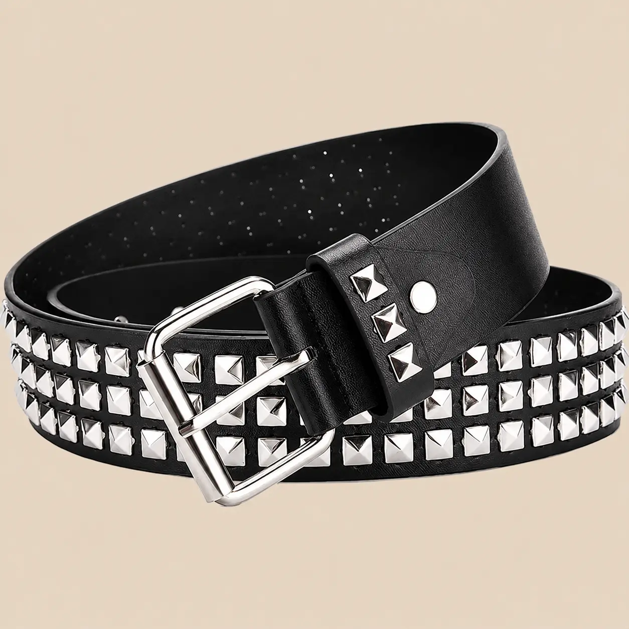 Fashion New Square Bead Rivet Belt Metal Pyramid Belt Men and Women Punk Hardware Jeans Belt Y2K Belt Designer Belt Women's Belt