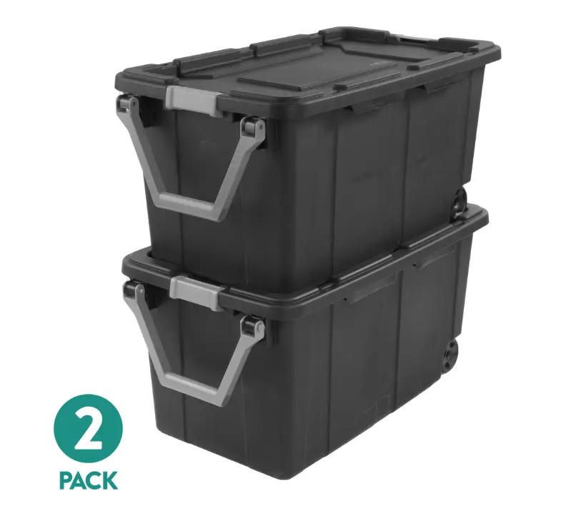 40 Gal Heavy-Duty Rolling Storage Box with Latching Lid