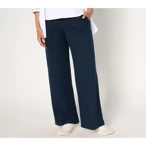Susan Graver Petite Lifestyle Melange Rib Wide-Leg Pants