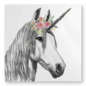 212 MAIN Magical Unicorn Aluminium Metal Print Wall Artwork - 32x32 in., Artistic Photo, Home Decor, Bedroom Wall Supply