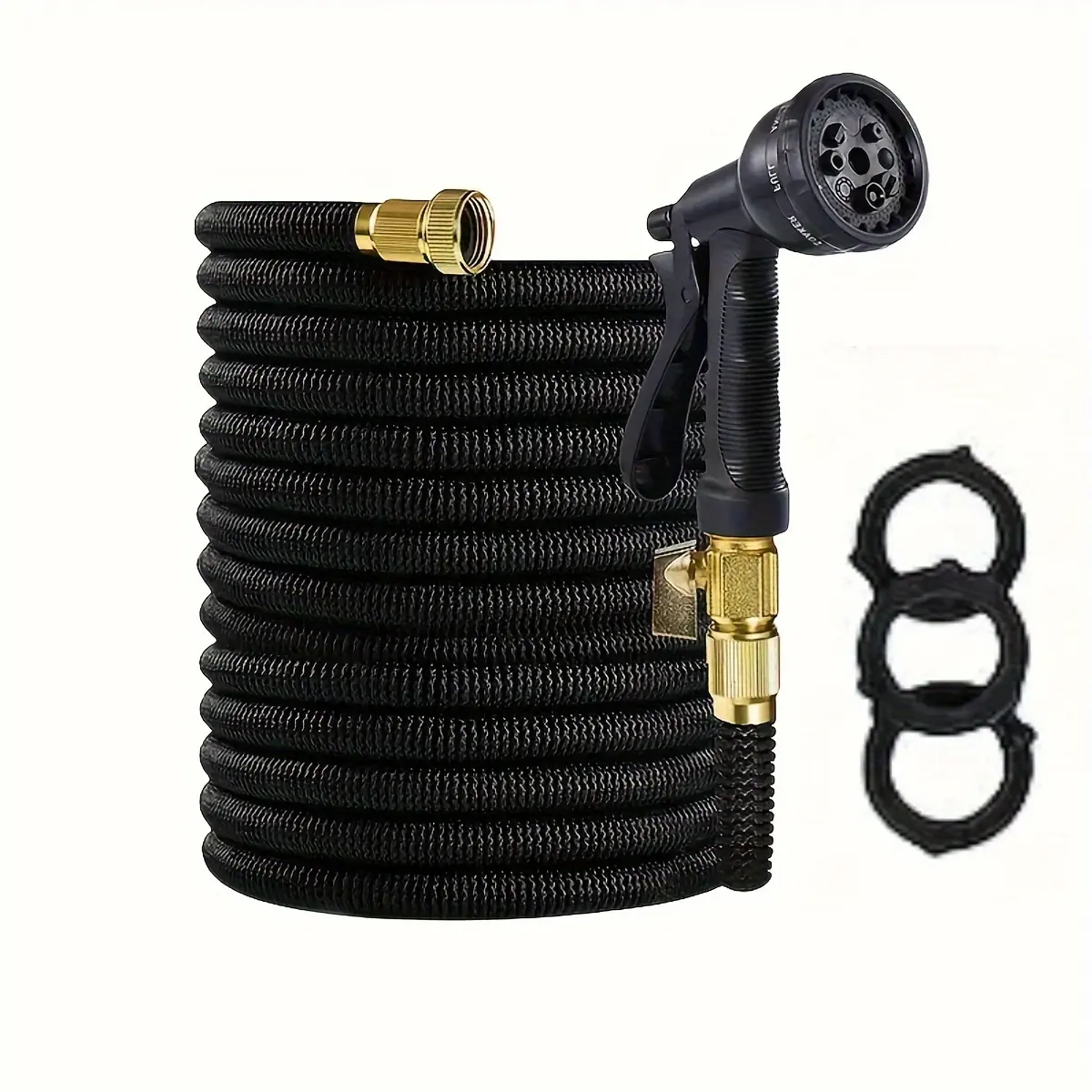 Expandable Water Garden Hose, 3X Expandable Flexible Hose Pipe with High Pressure Spray Gun, Leak Proof Brass Adapter, Portable Collapsible Hose for Lawn, Patio, Vehicle Cleaning