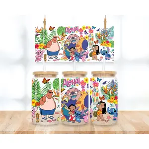 Blue Alien & Friends - 16 oz. UV DTF Cup Wrap