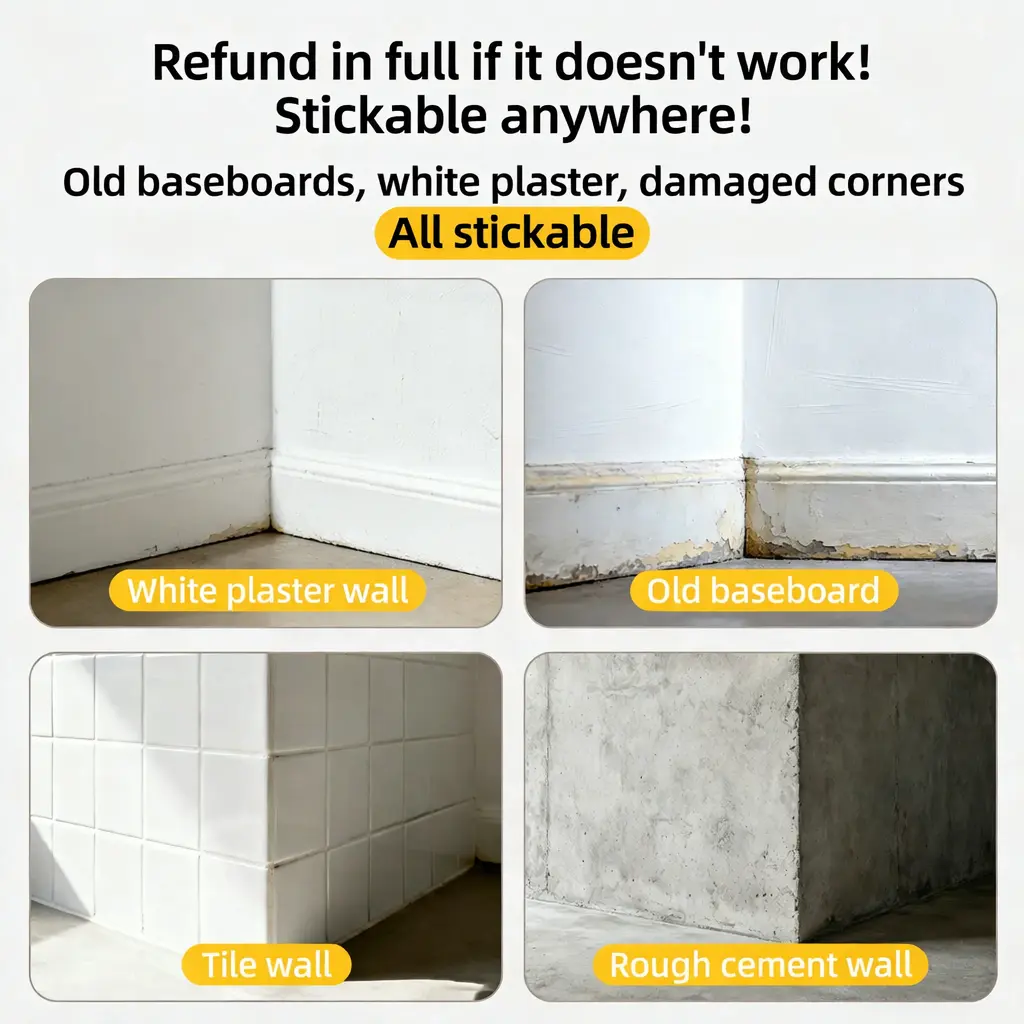 Self-Adhesive PVC Baseboard, Thick Waterproof Vinyl Wall Trim, Peel and Stick Skirting Board, Countertop Edge Guard, Ceiling Corner Molding, Removable Wall Corner Protector, Easy DIY No Tools Installation, 3.94" x 196.85" Self-Adhesive PVC Baseboard, Thick Waterproof Vinyl Wall Trim, Peel and Stick Skirting Board, Countertop Edge Guard, Ceiling Corner Molding, Removable Wall Corner Protector, Easy DIY No Tools Installation, 3.94" x 196.85"