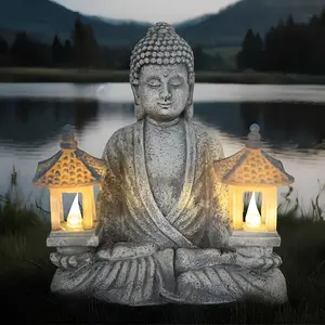 Solar-Powered Flickering LED Buddha Statue – Zen Meditation Spiritual Decor for Home, Courtyard & Outdoor, Garden Light Sculpture, Perfect Gift for Women & Mom