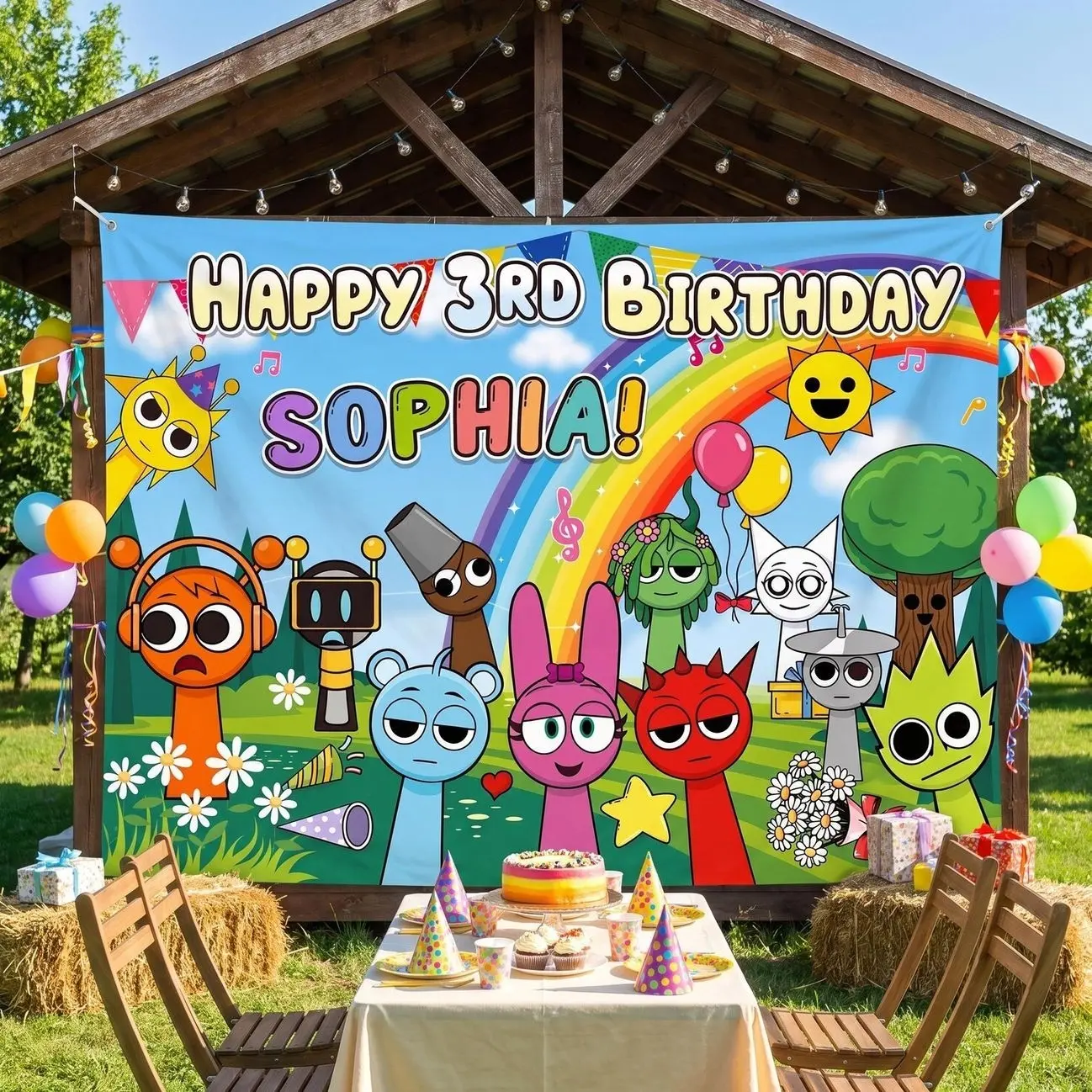Personalized Musical Rhythm Game Birthday Backdrop, Custom Colorful Singing Cartoon Tapestry, Beatbox Theme Party Banner Decoration