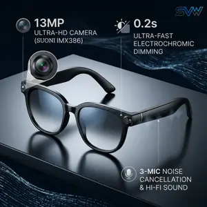 Smart Glasses 4K Camera Hands Free Video Recording 13MP HD Wide Angle Anti Vibration Vlogging Glasses with AI Translation Assistant and WiFi Music Control Multifunctional Smart Glasses