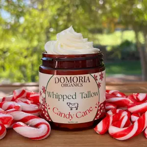 Domoria Organics Whipped Tallow Holiday Edition Candy Cane 100% Grass Fed for Dry Sensitive Skin
