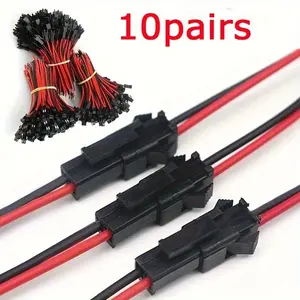 10Pairs Male and Female Terminal Wire 2P Pair Plug Cable Welded Male and Female Plug Automobile Power Ceiling Light 120mm Male and Female Wire Durable Reliable Connectors