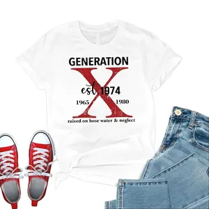Men's Casual Round Neck Short-Sleeve Loose Cotton Fabric T-Shirt, Generation X Customizable Years Design, Raised on Hose Water and Neglect Theme