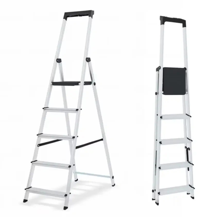 Alvantor Step Ladder,5-Step Folding Ladder,Heavy Duty 330 lbs Capacity, Anti-Slip Wide Steps & Handrail, Lightweight Aluminum Step Stool with Tool Tray