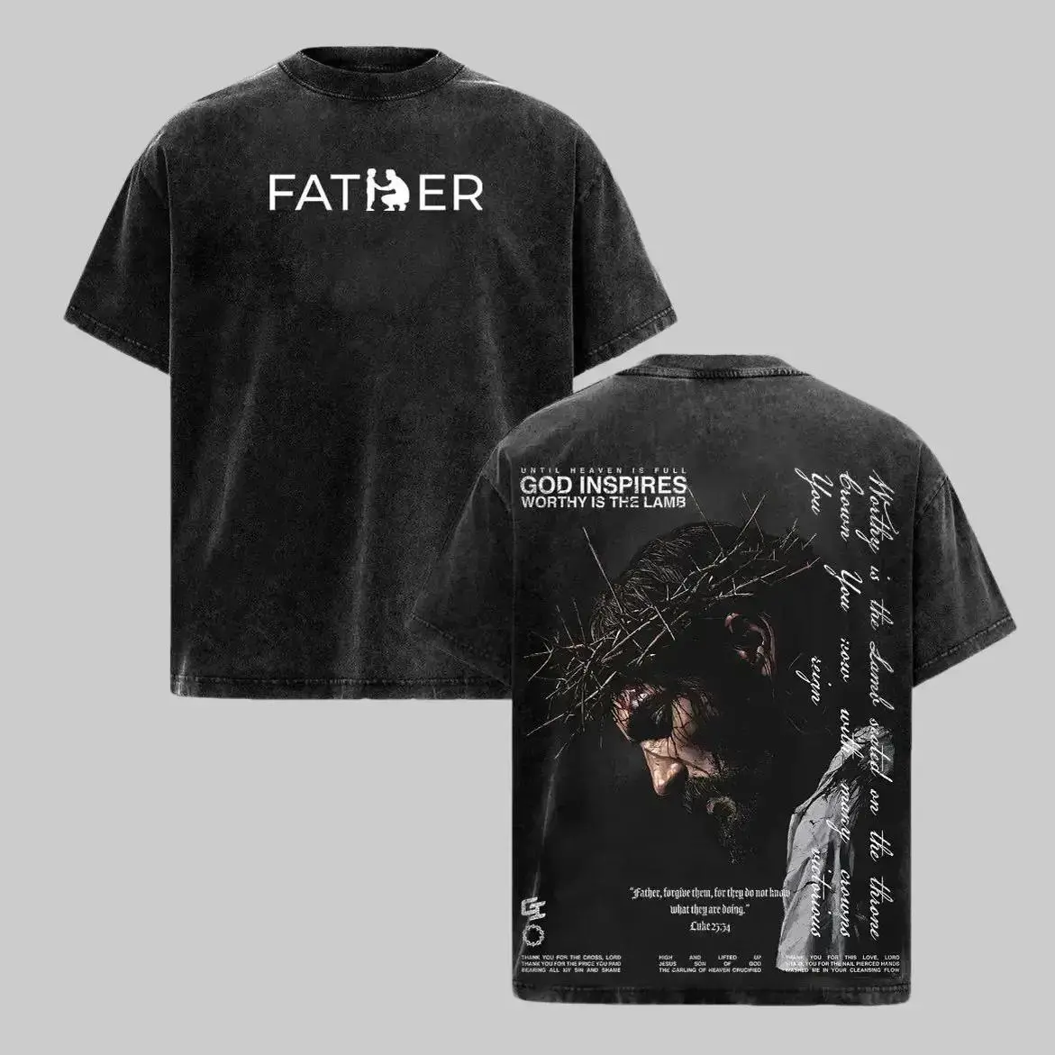 FATHER , FORGIVE THEM Vintage Jesus Christian Oversized T-Shirt / Tank Top / Hoodies, God Inspires Faith Graphic Tee, Religious Streetwear, Gospel Worship Shirt, Gift for Believers